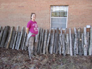 our drying oak logs (with emma)!