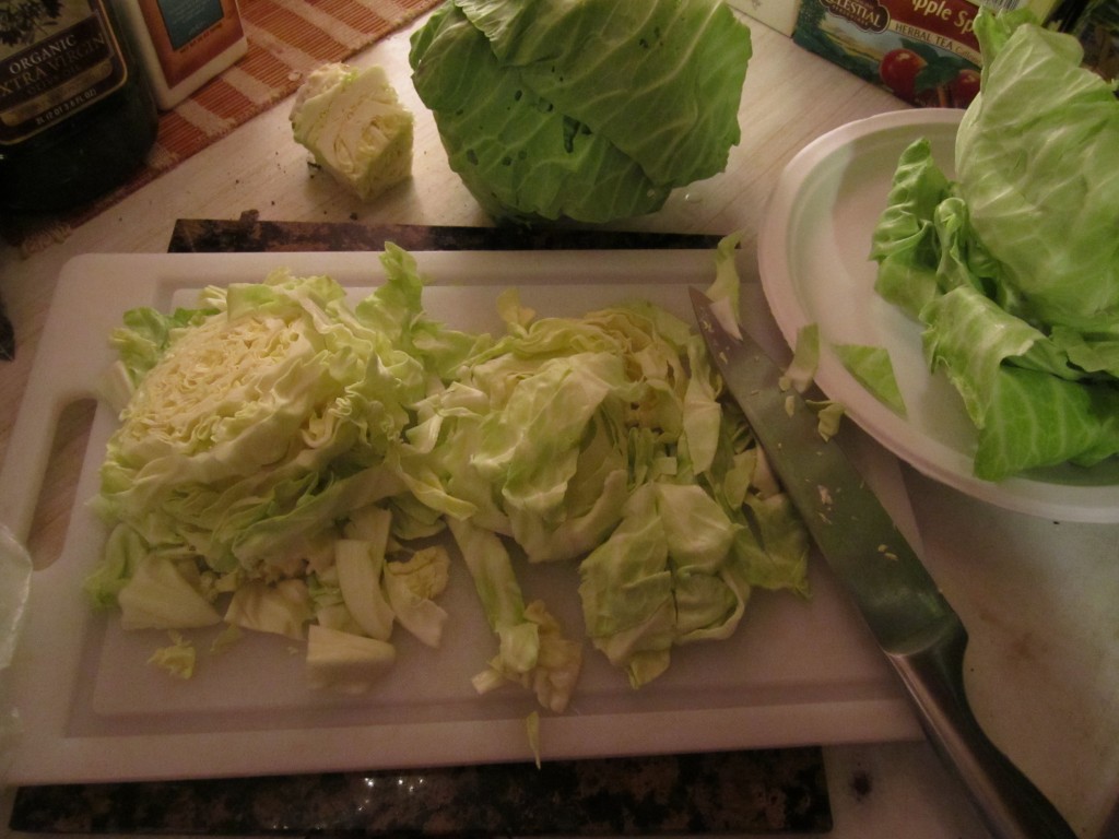 slicing cabbage for salads and sauerkraut.