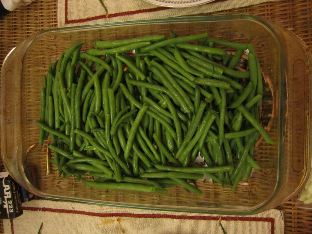 freshly served, steaming greenbeans doused with coconut oil and salt!