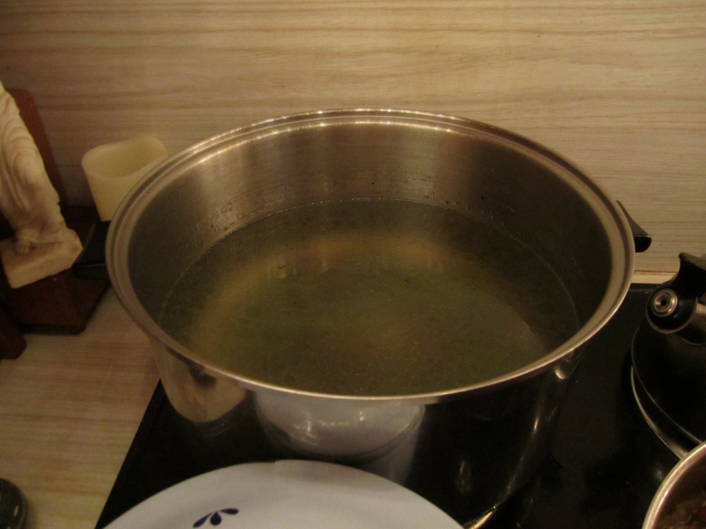 greenbean water, still in the pot. though it may look funky, we promise it tastes amazing!