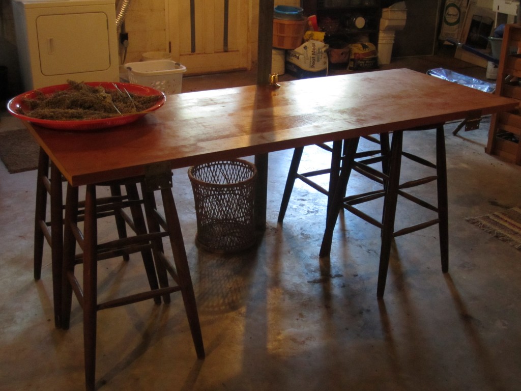 here is the table... back in the basement and without its table cloth